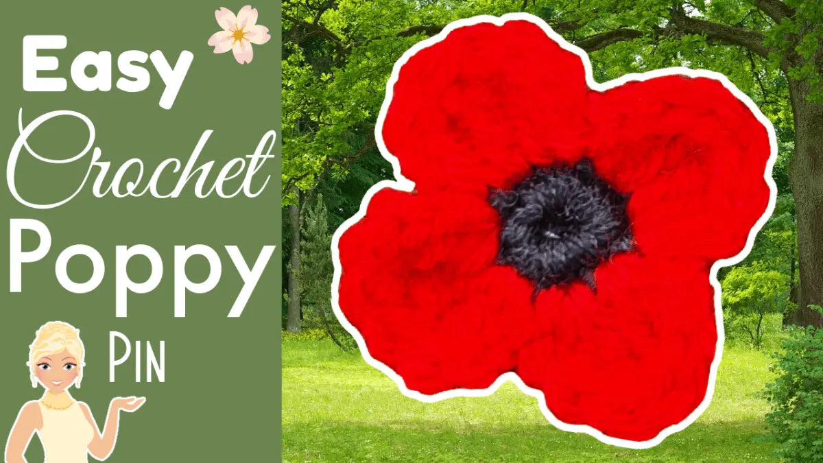 EASY 5 Minute Crochet Poppy Pin Pattern!