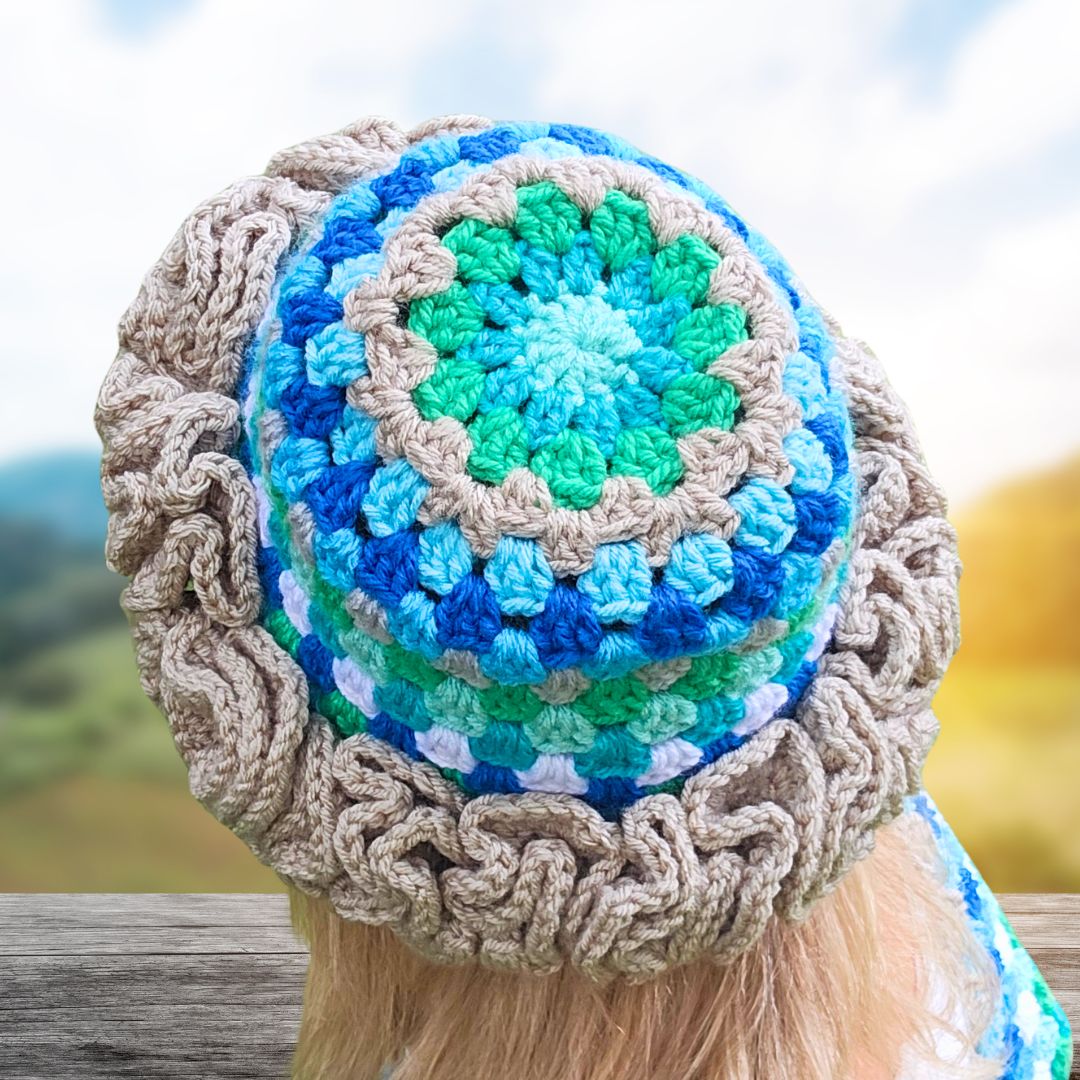 Blue Croceht Ruffle Hat Blue Ombré Ruffled Crochet Hat - Etsy main image 3