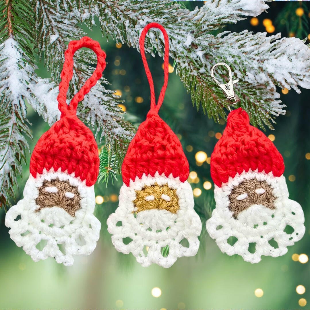 Easy Crochet Santa Pattern 3 Ways: Gift Tags, Ornaments, and Keychains