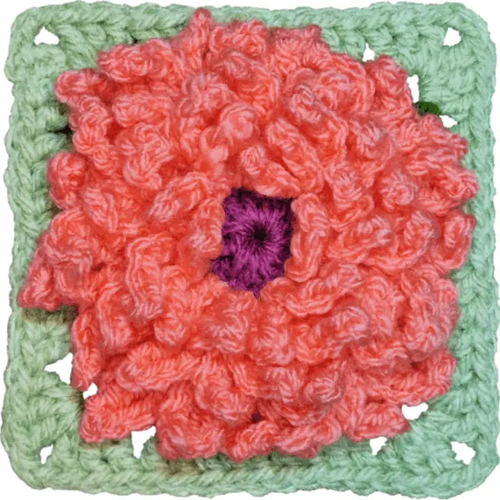 Dahlia Flower Granny Square - BloomScape Blanket Block 1