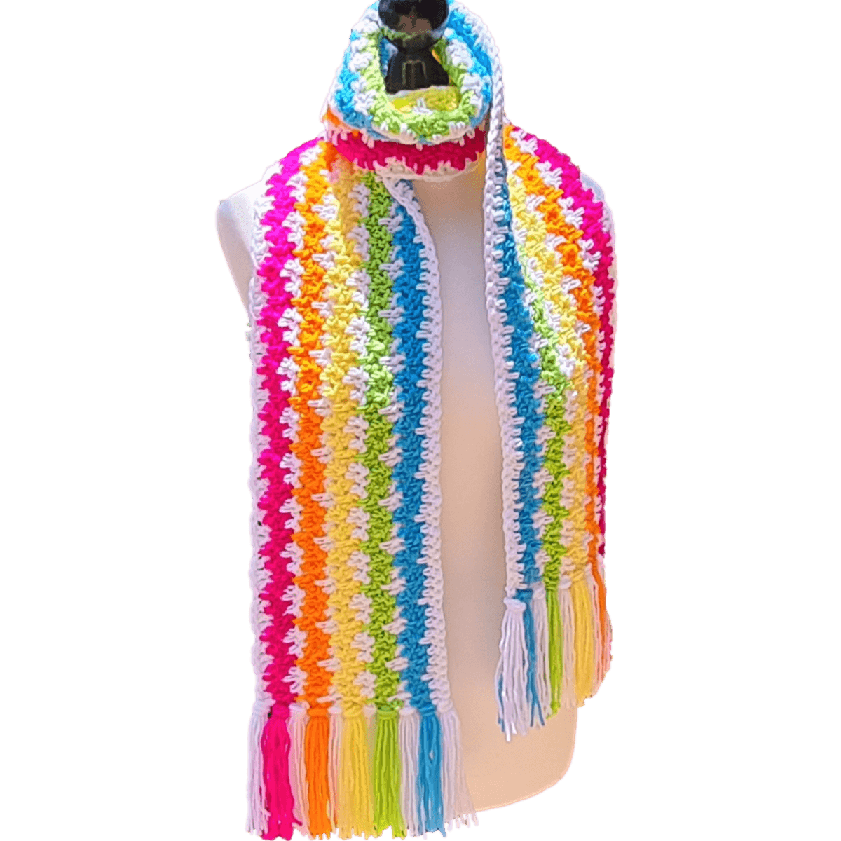 Speedy Granny Ruth Rainbow Scarf - Easy to Follow Written Crochet Pattern - The Secret Yarnery