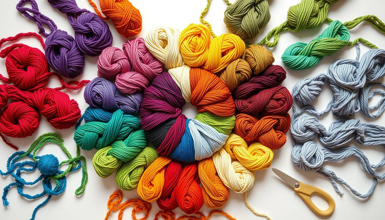 Color wheel showing primary, secondary, and tertiary colors for crochet projects
