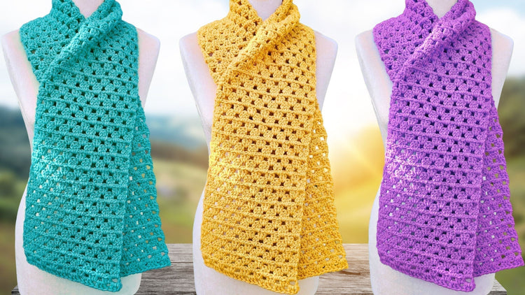 Easiest-No-Chain-Granny-Stitch-Scarf-with-Matching-Edges Secret Yarnery