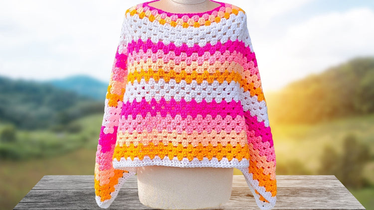 Easy-Granny-Stitch-Poncho-Tutorial-for-Absolute-Beginners Secret Yarnery