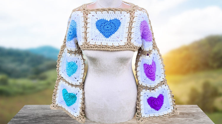 Easy Laced Up Heart Granny Square Sweater Crochet Pattern! Secret Yarnery