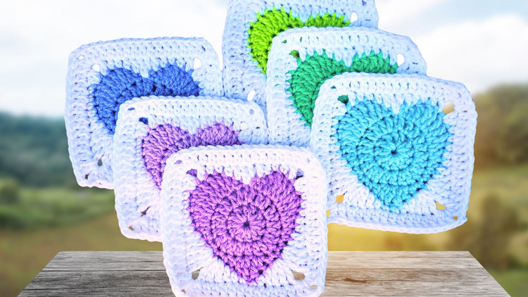 Solid Heart Granny Square - Easy Beginner Crochet Pattern! Secret Yarnery