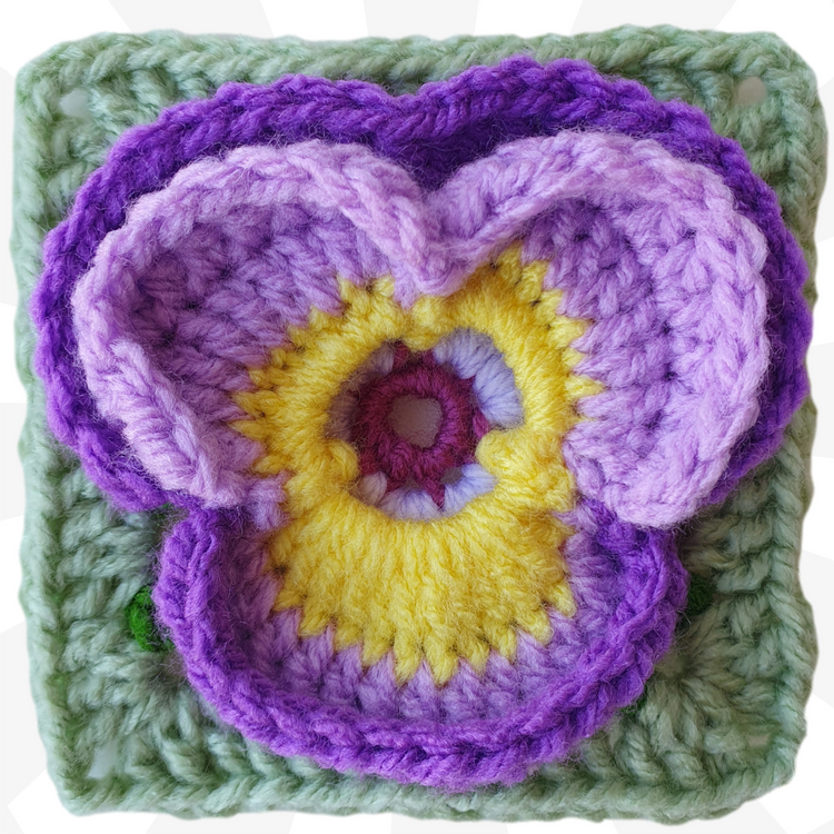 How-to-Crochet-a-Pansy-Flower-Granny-Square-Easy-Step-by-Step-Guide Secret Yarnery