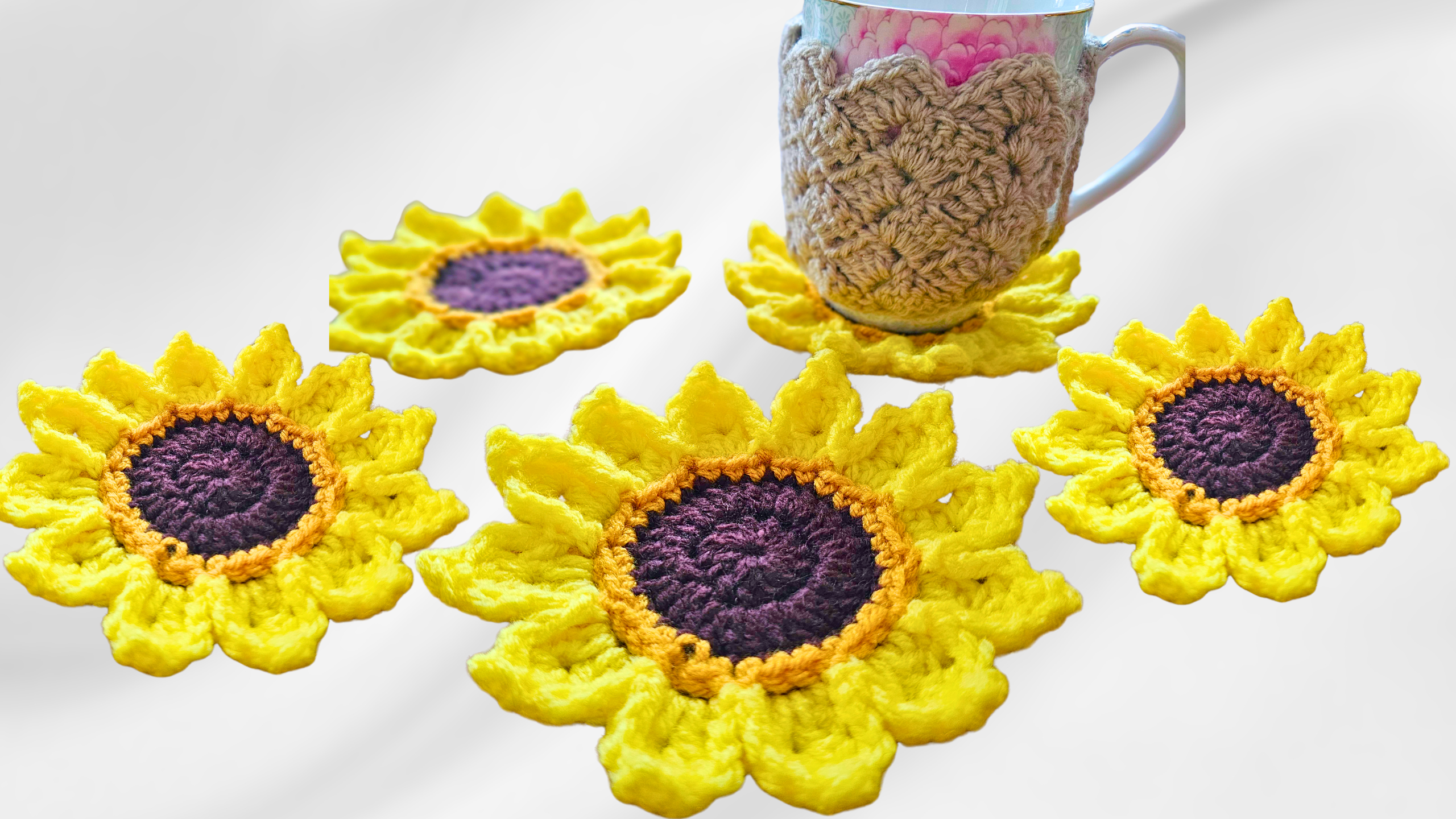 How to Crochet Easy Sunflower Coasters | Beginner-Friendly Guide 2025!