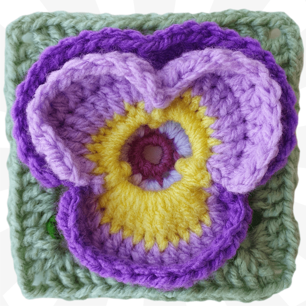 Amazing Pansy Flower Granny Square Crochet