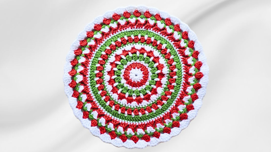 Beautiful Christmas Mandala Crochet Placemat Pattern – Step-by-Step - Secret Yarnery