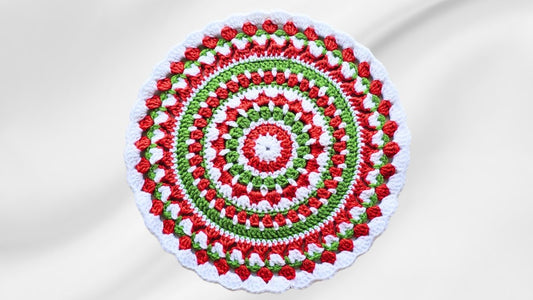 Beautiful Christmas Mandala Crochet Placemat Pattern – Step-by-Step - Secret Yarnery