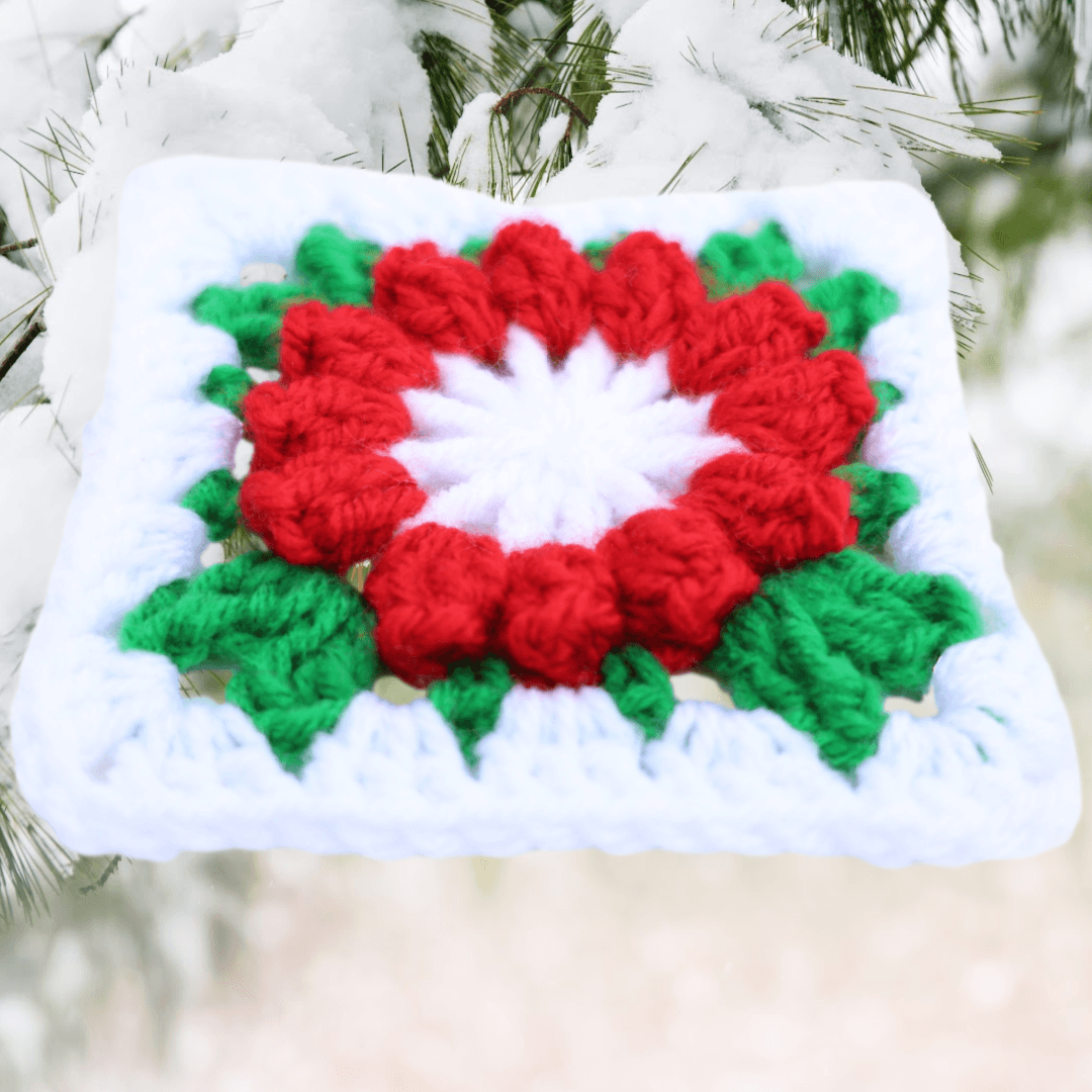 Christmas Crochet Flower Granny Square Pattern - The Secret Yarnery
