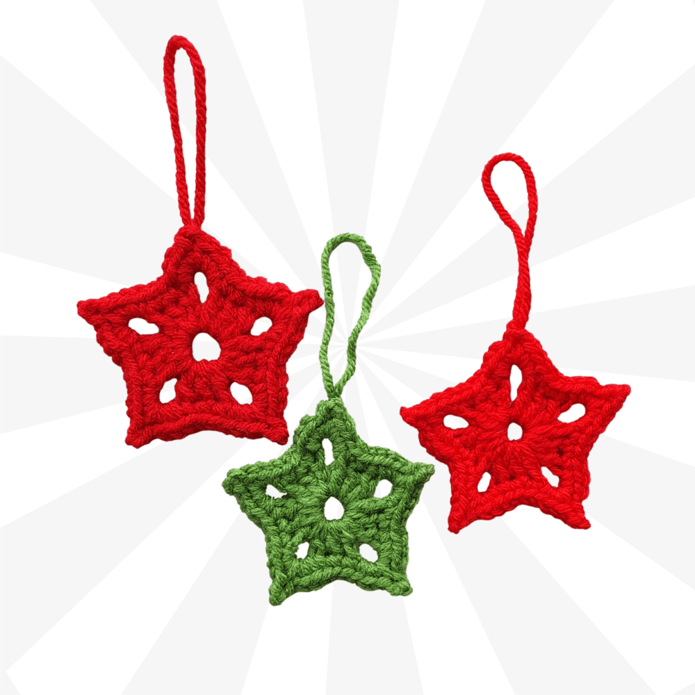 Christmas Crochet Star Ornaments - Great for Your Tree or Gifts! - The Secret Yarnery