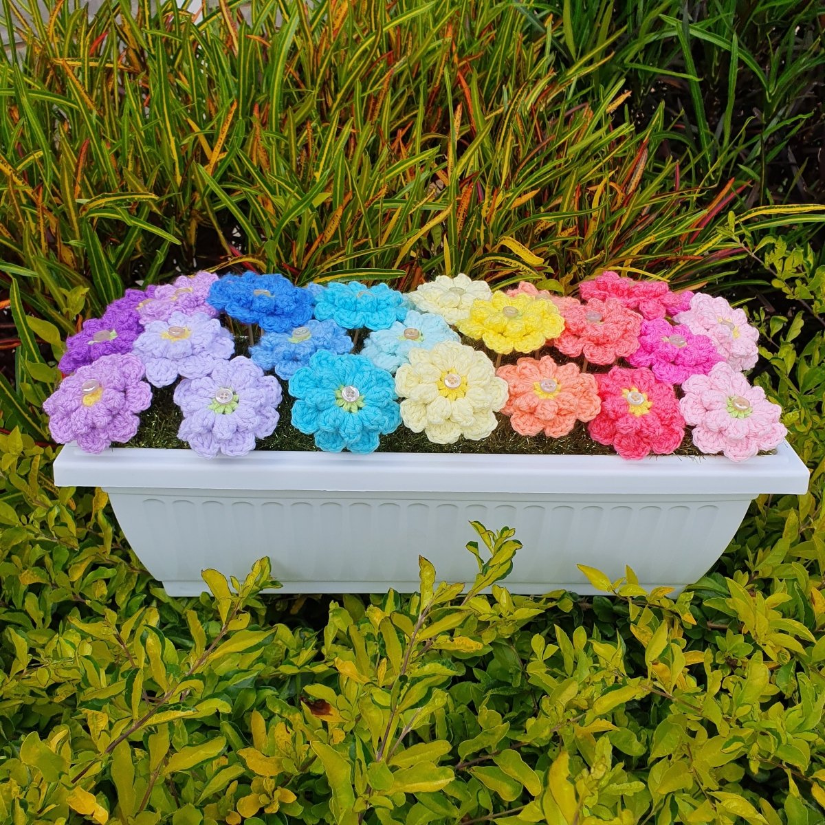 Crochet Flower Planter Box