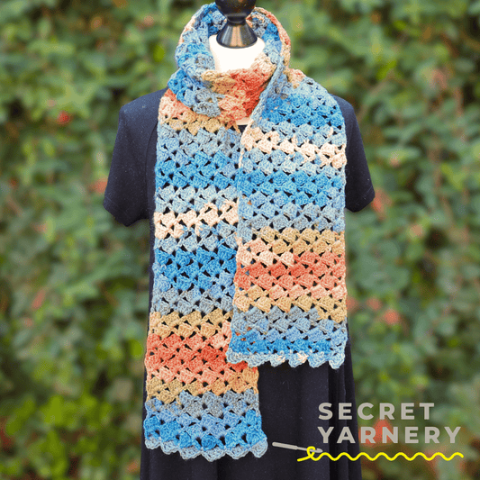 Drunken Granny Crochet Scarf - Secret Yarnery