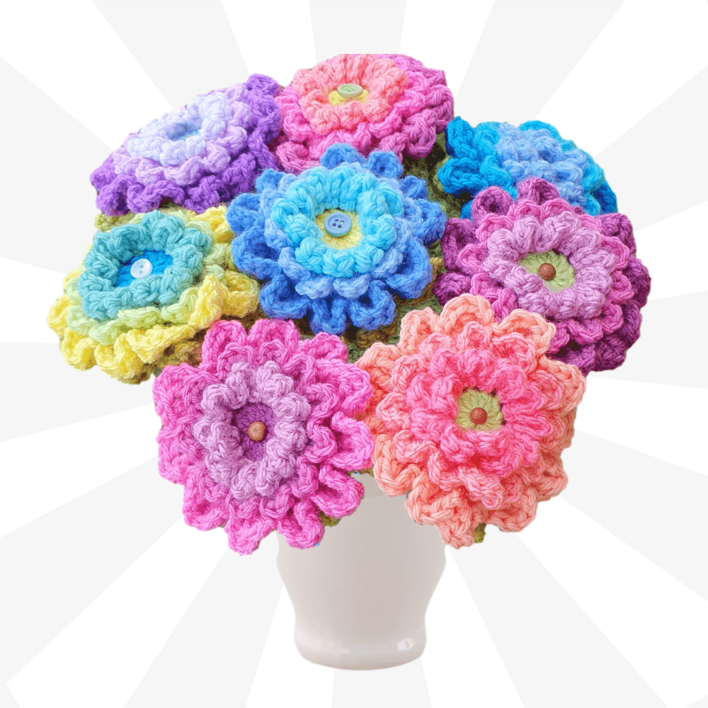 Easy Crochet Chrysanthemum Flower Bouquet