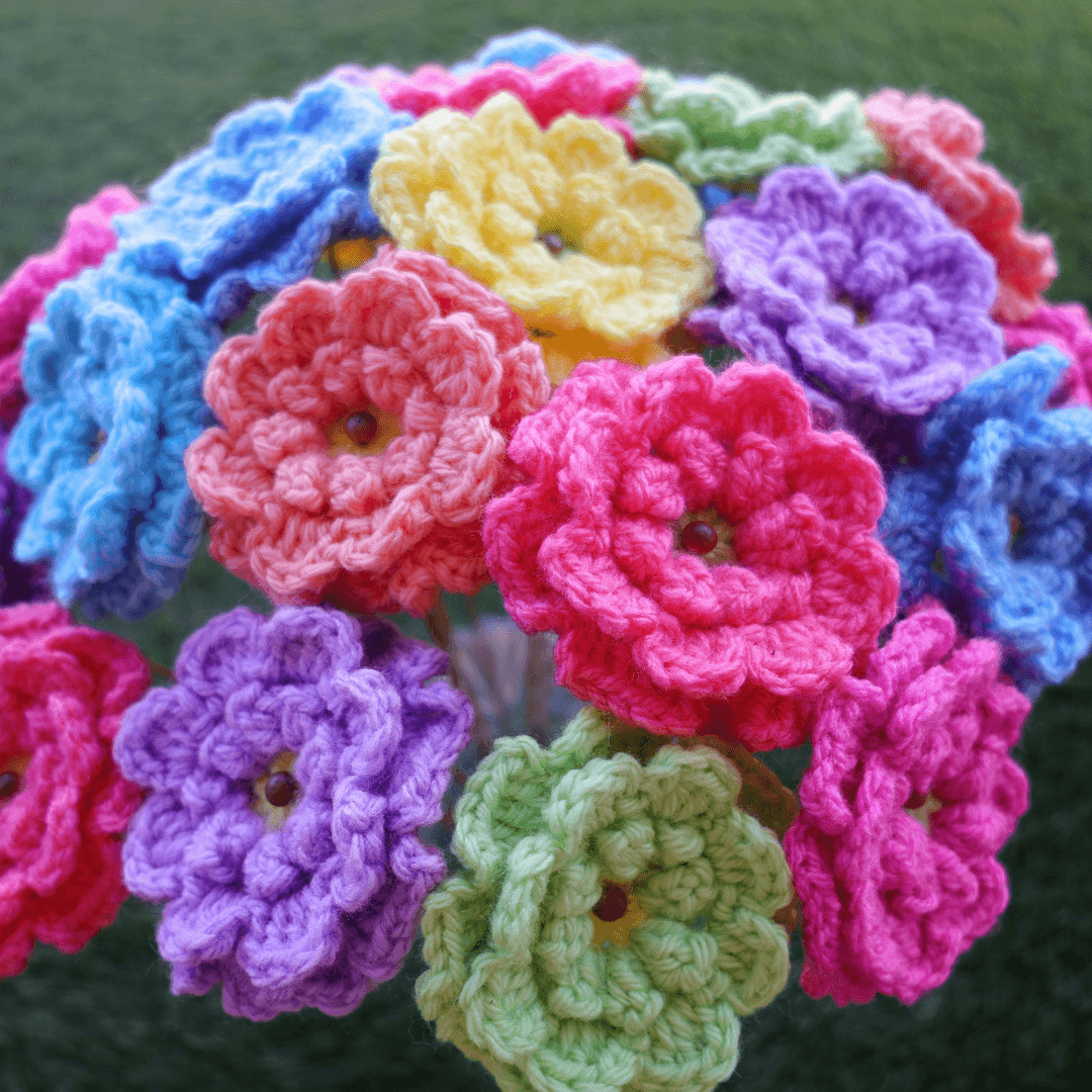 Easy Crochet Flower Bouquet - Single Zinnia - The Secret Yarnery