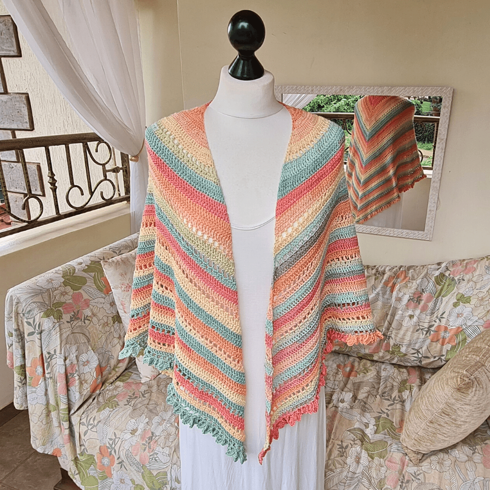 Gelato Shawl with Drop Leaf Border