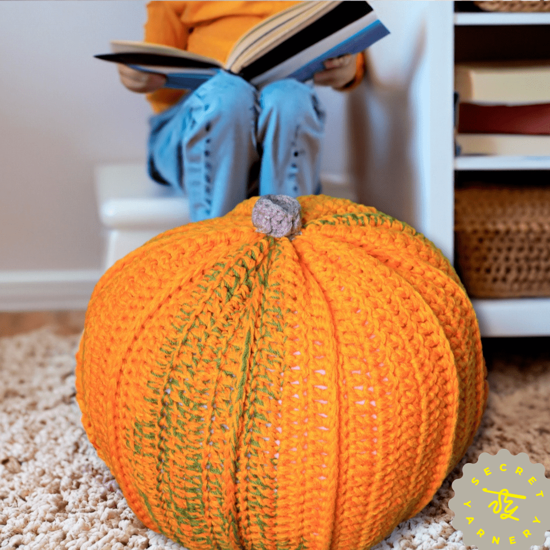 Giant Pumpkin Crochet Floor Pouf - Secret Yarnery