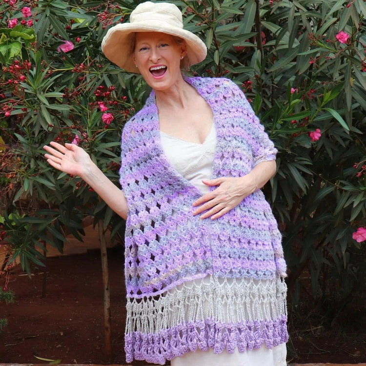Global-Shawl-with-Foxtrot-Border-Easy-Rectangular-Crochet-Scarf-Guide Secret Yarnery