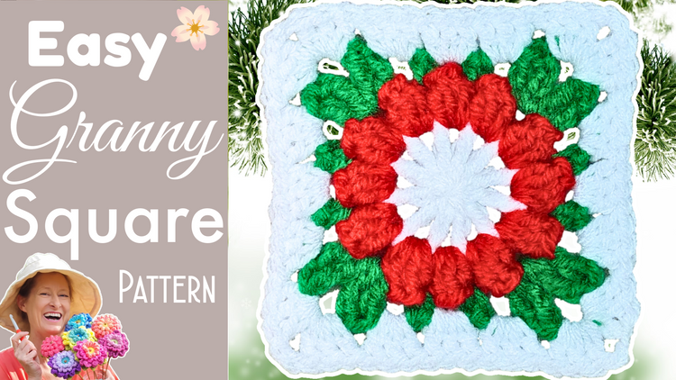 Crochet-a-Christmas-Flower-Granny-Square-A-Festive-Holiday-Project Secret Yarnery