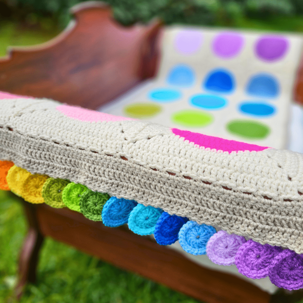 PaintBox Bed Runner and Wrap with Polka Dot Border - Secret Yarnery