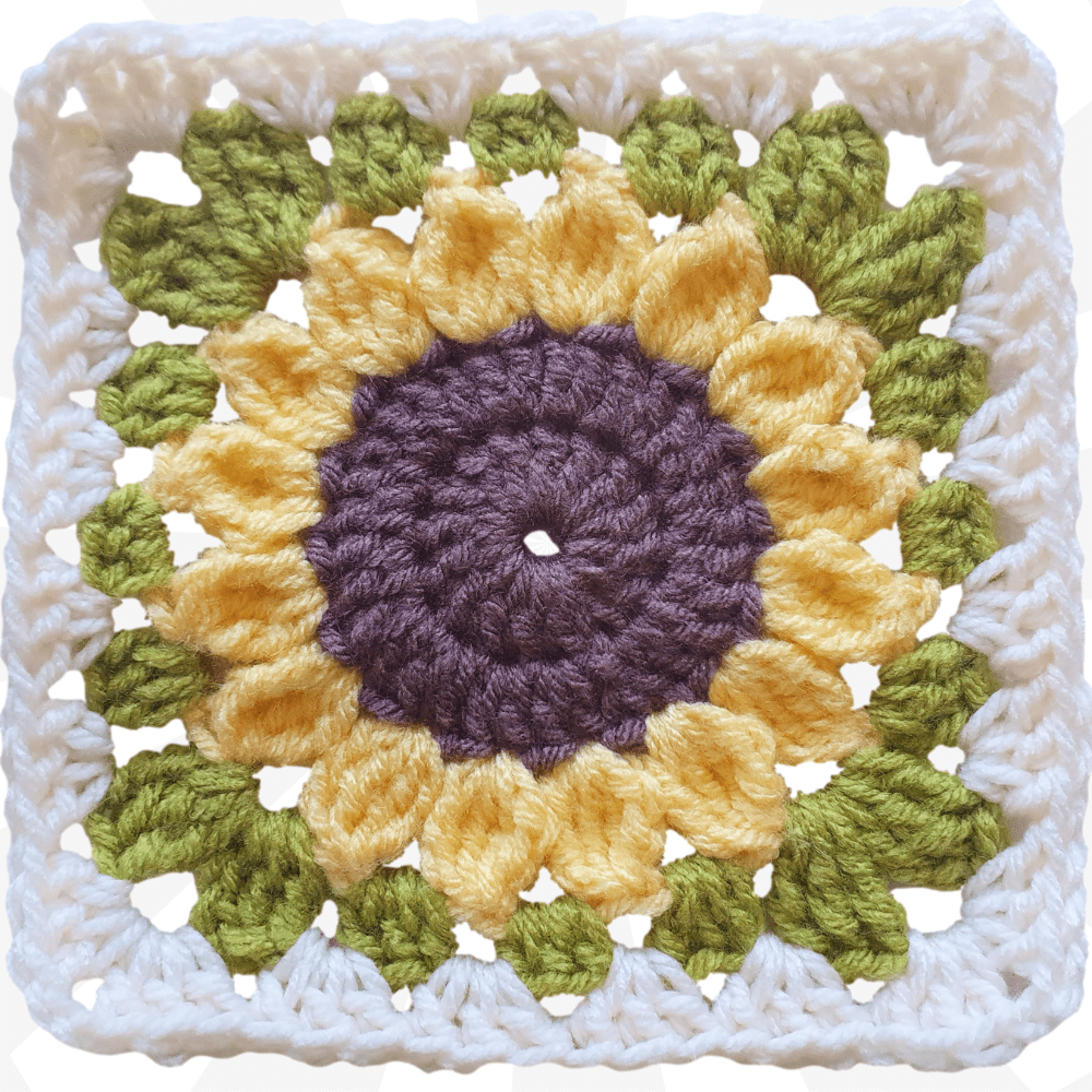 Simple Sunflower Granny Square Crochet Pattern