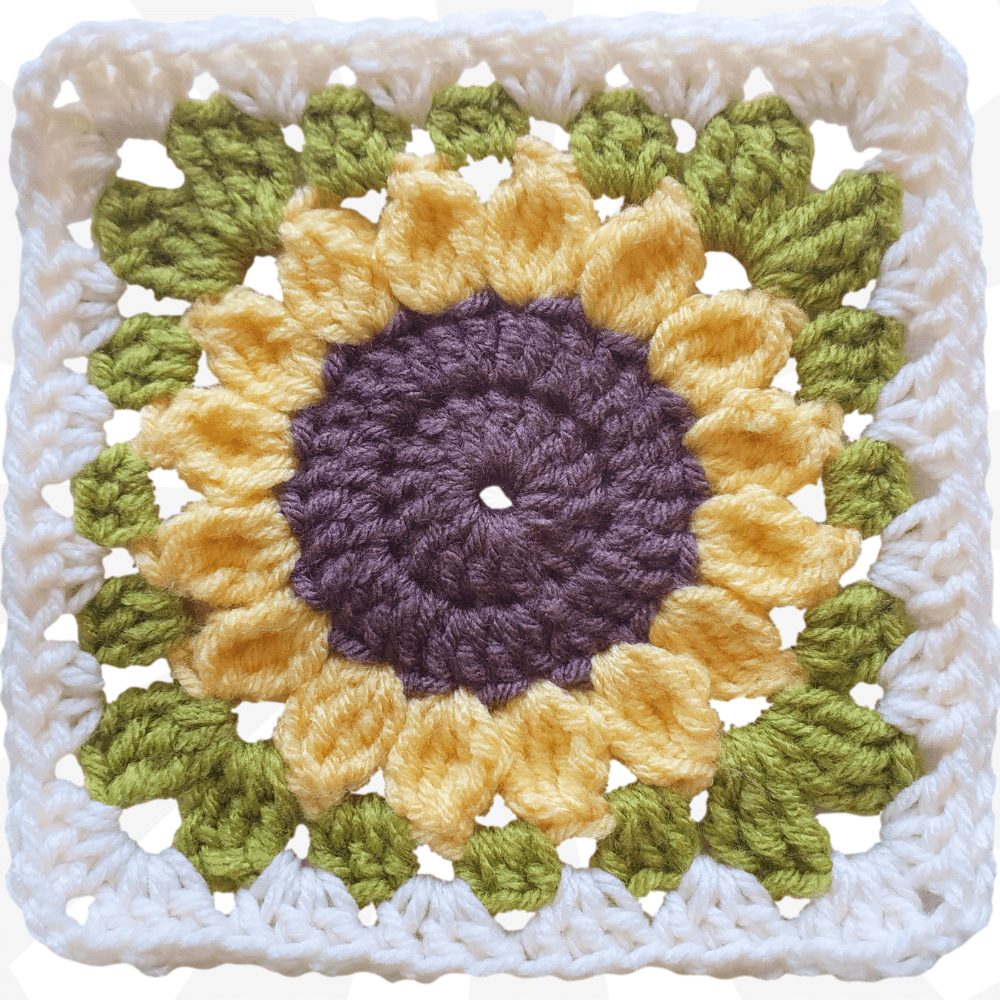 Simple Sunflower Granny Square Crochet Pattern - The Secret Yarnery