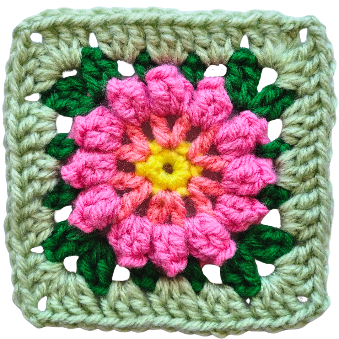 Petal Popping Flower Granny Square – BloomScape CAL Block 1 Pattern