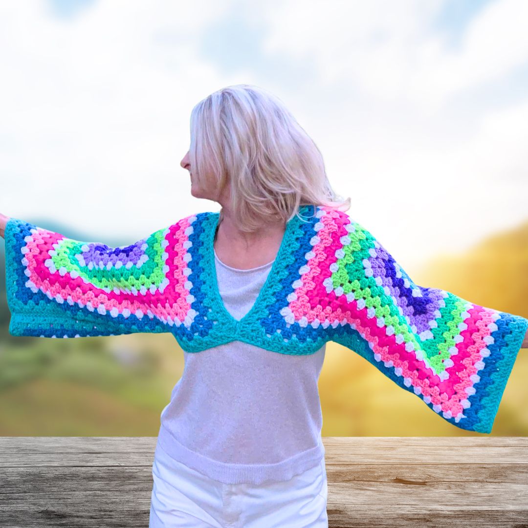 Modern Two Granny Square Cropped Sweater