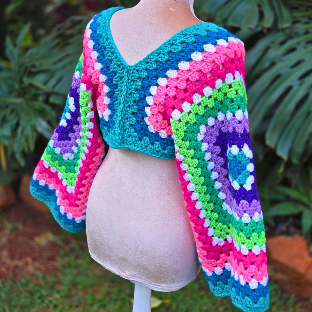 Modern Two Granny Square Cropped Sweater Secret Yarnery