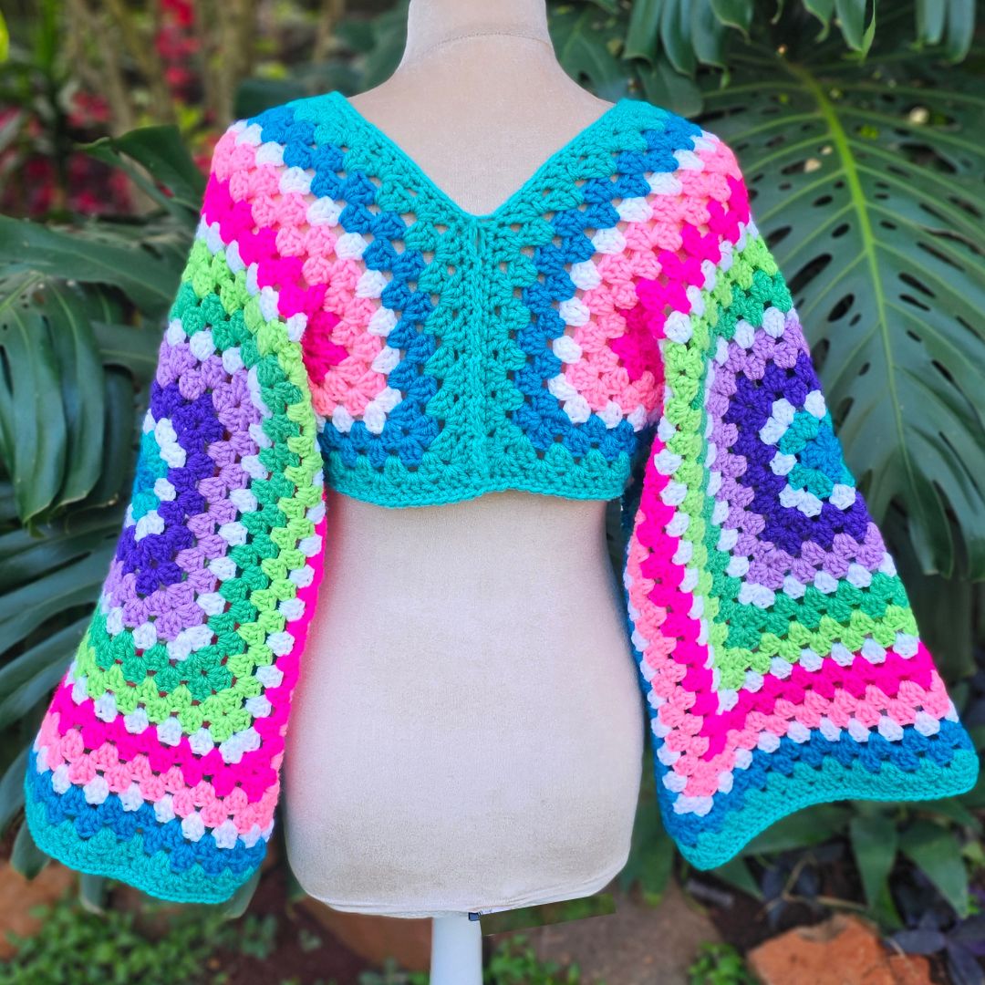 Modern Two Granny Square Cropped Sweater Secret Yarnery