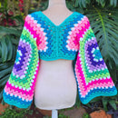 Modern Two Granny Square Cropped Sweater Secret Yarnery