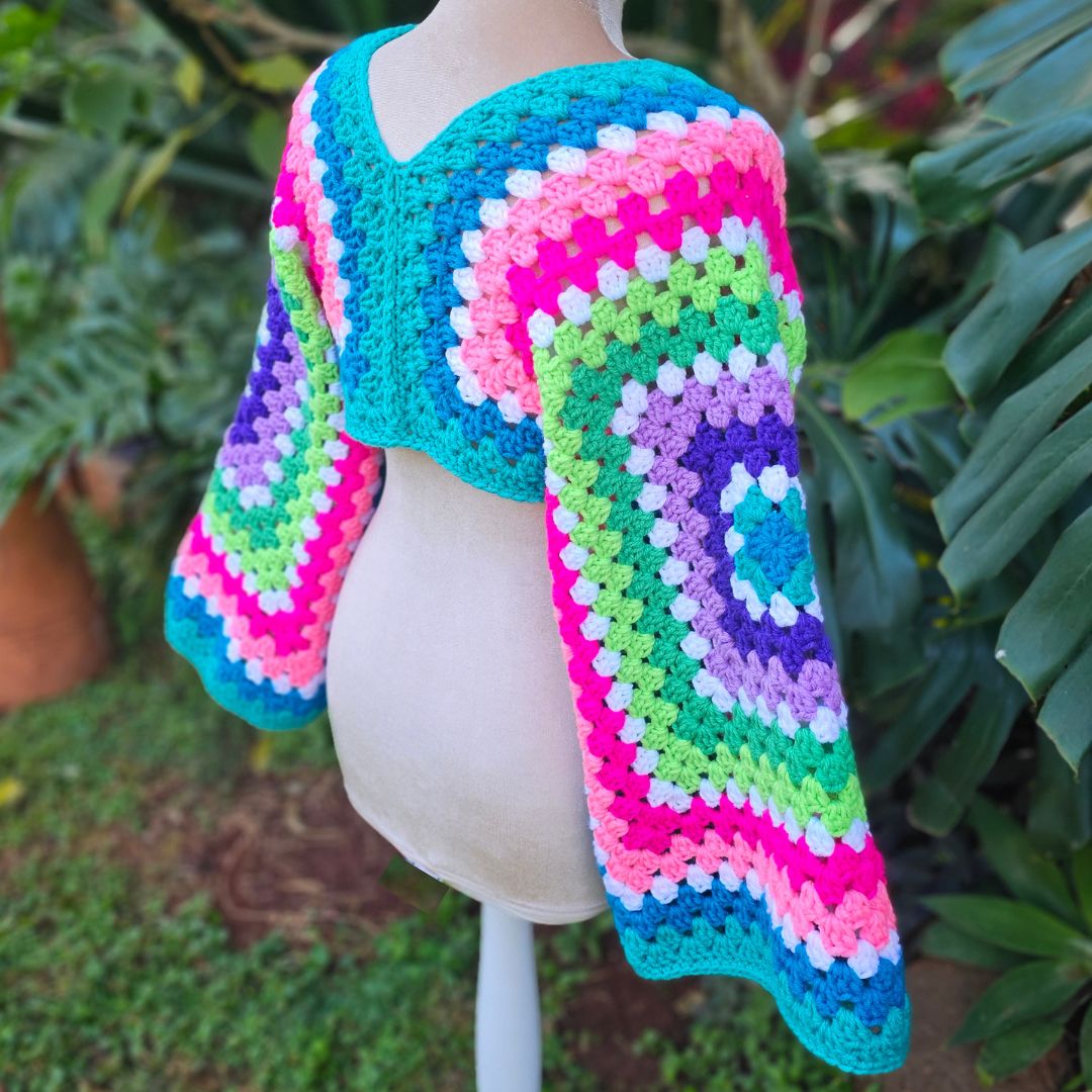 Modern Two Granny Square Cropped Sweater Secret Yarnery