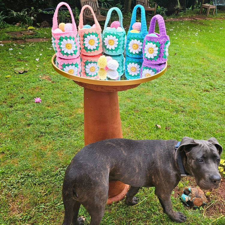 3 Daisy Granny Square Easter Basket Pattern - Fast and Easy! Secret Yarnery