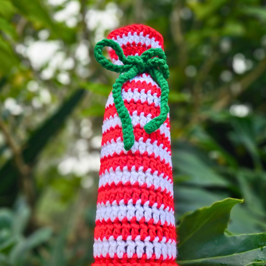 Simple Candy Cane Crochet Wine Bottle Gift Bag Pattern Secret Yarnery
