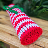 Simple Candy Cane Crochet Wine Bottle Gift Bag Pattern Secret Yarnery