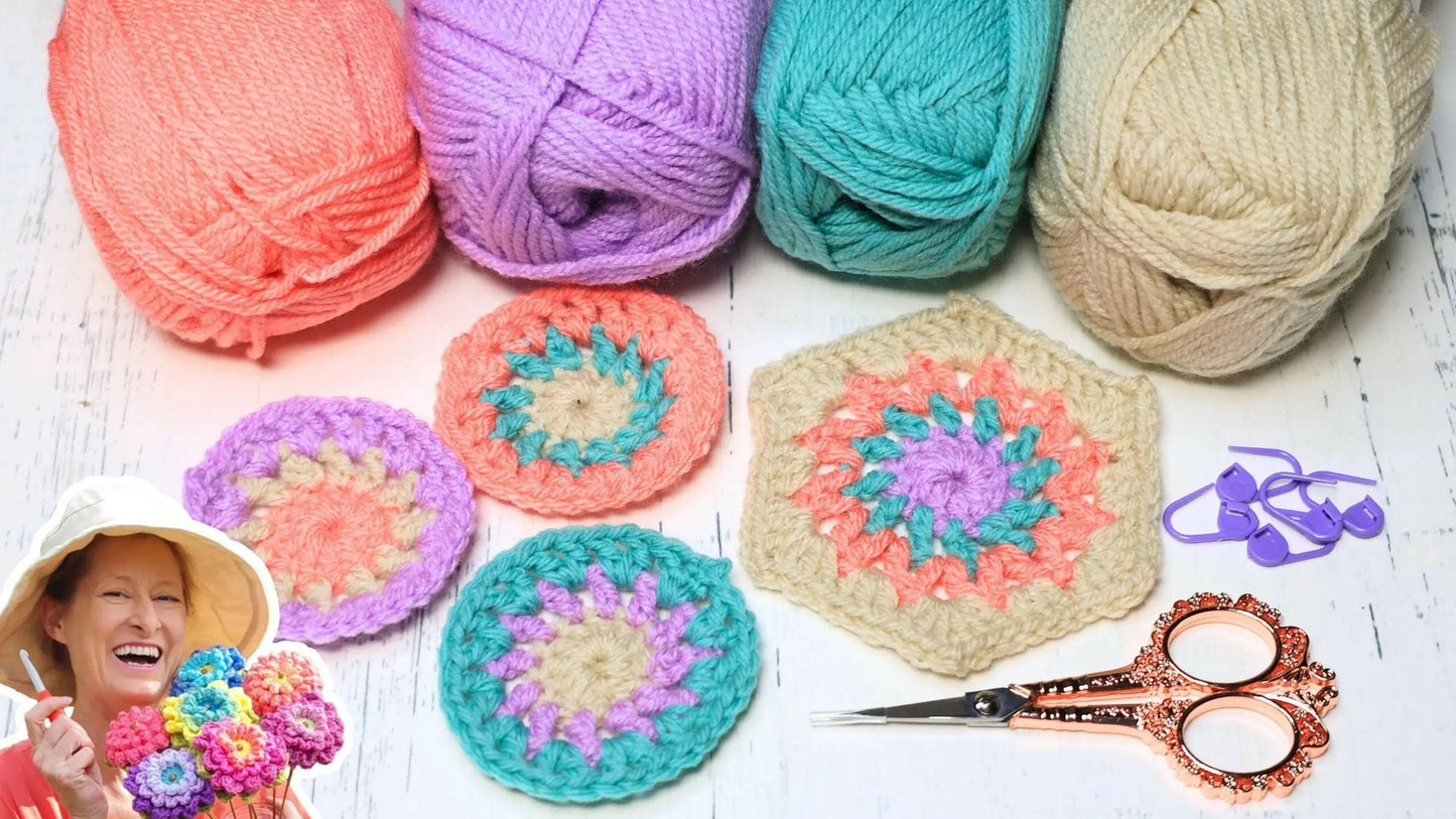 Zig Zag Hexi: Easy Crochet Hexagon Pattern – Beginner Friendly.