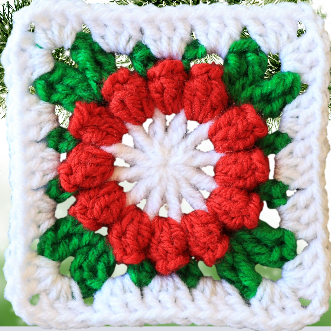 Christmas Crochet Flower Granny Square