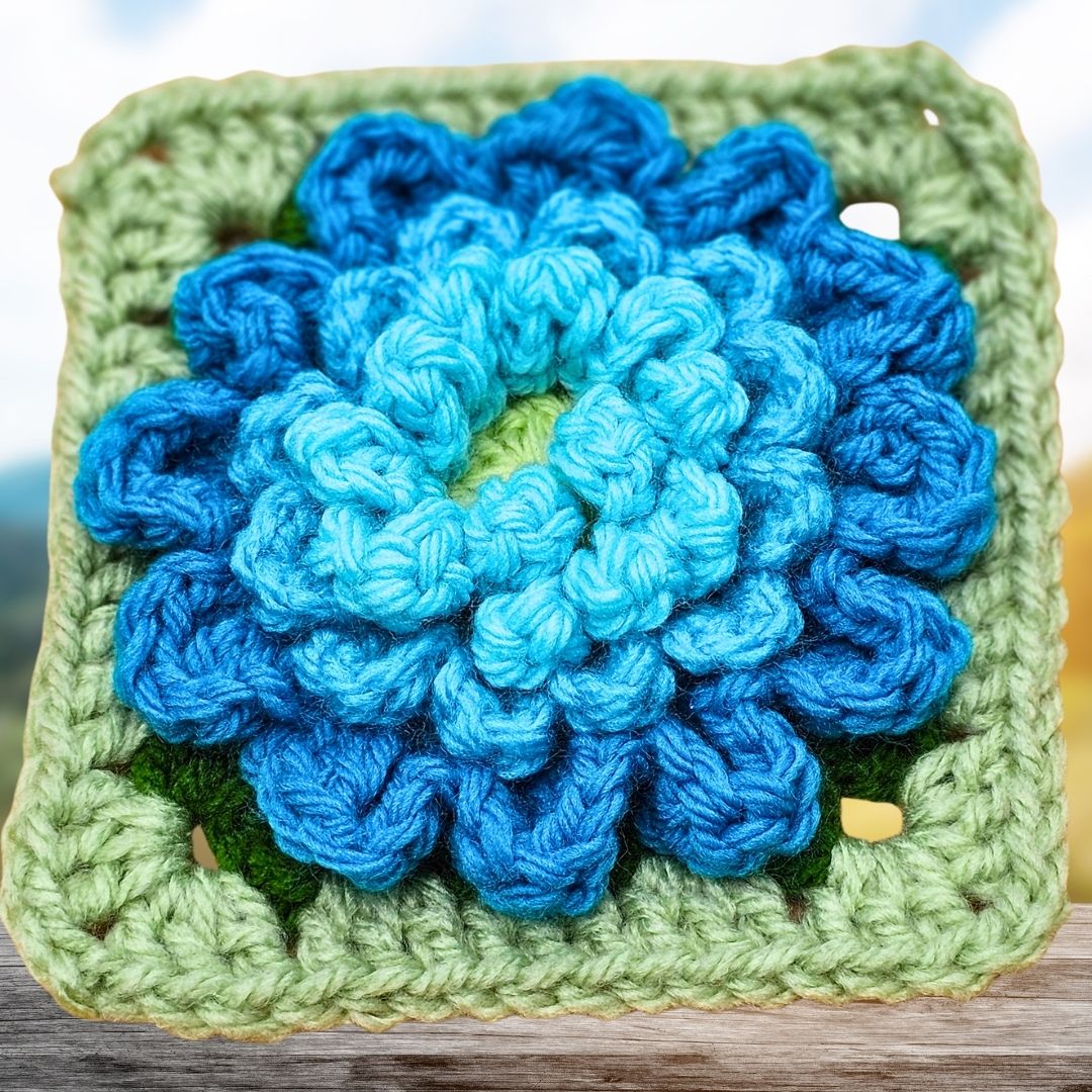 Chrysanthemum Crochet Flower Granny Square - BloomScape CAL #6