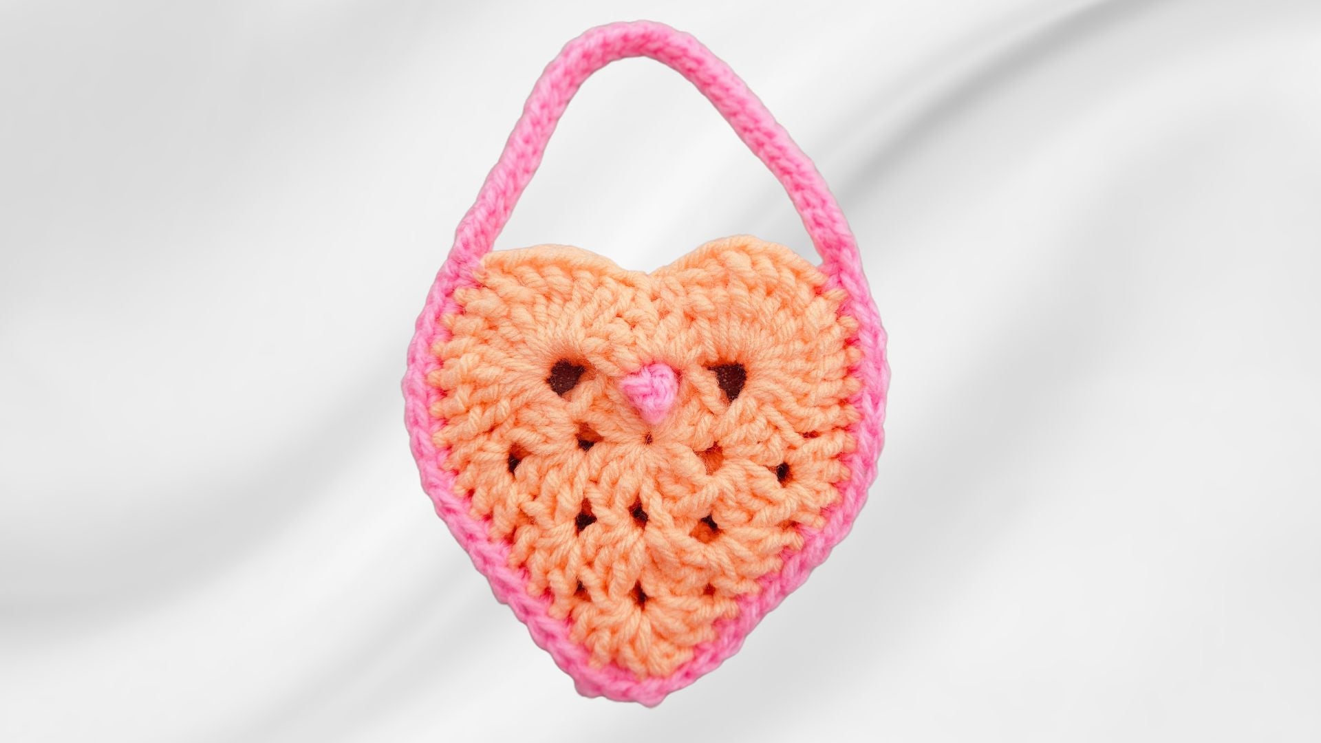 Cute Crochet Heart Bag Pattern – DIY Button & Adjustable Straps