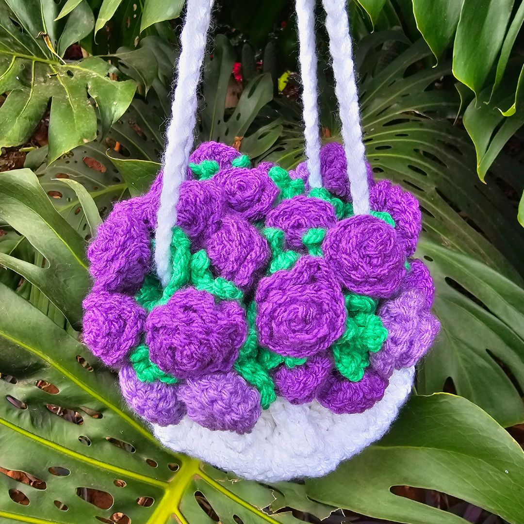 Flower Bouquet Crochet Drawstring Bag Pattern PDF Secret Yarnery