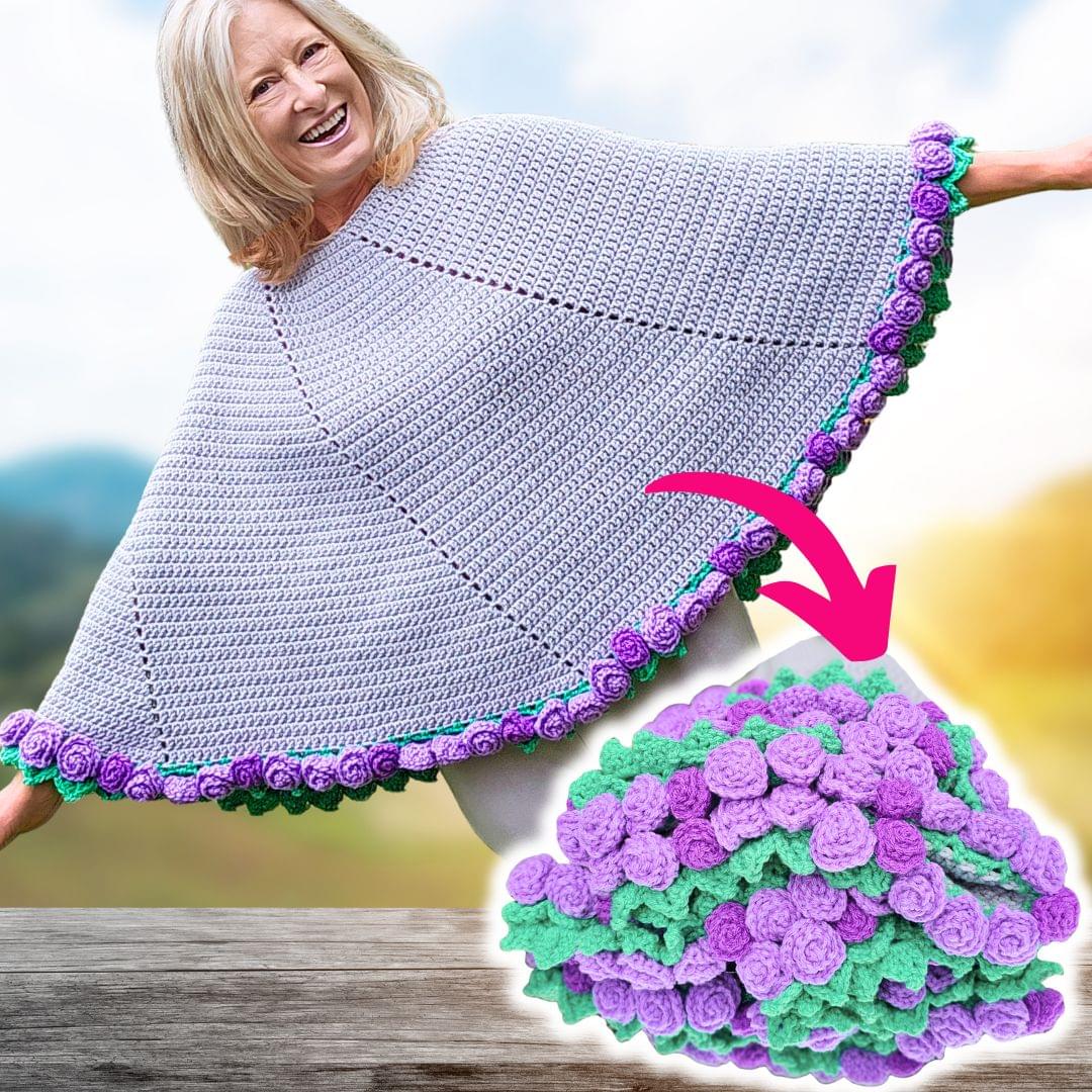 Easy Crochet Flower Bouquet Poncho - The Blooming Spiral Poncho Secret Yarnery