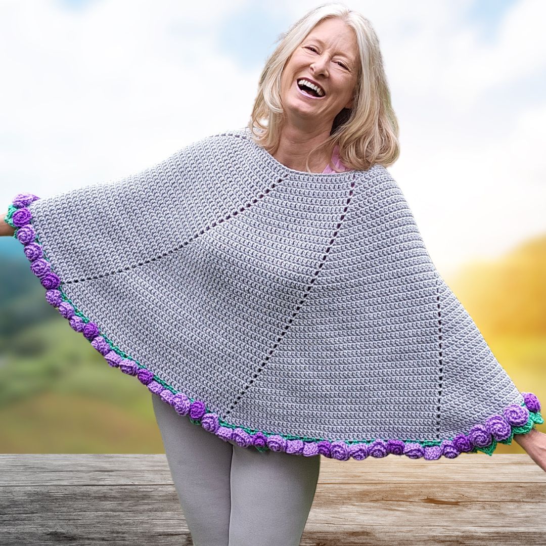 Easy Crochet Flower Bouquet Poncho - The Blooming Spiral Poncho Secret Yarnery