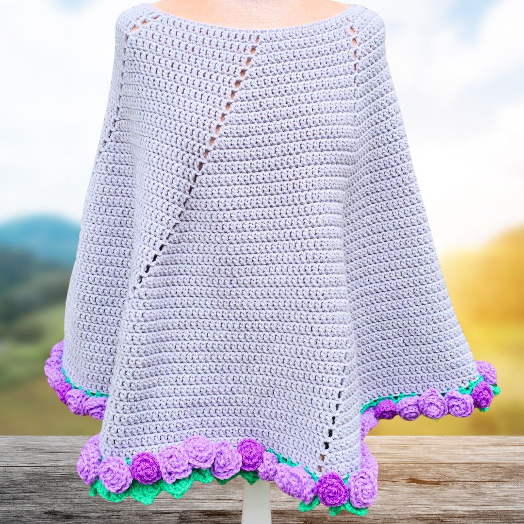 Easy Crochet Flower Bouquet Poncho - The Blooming Spiral Poncho