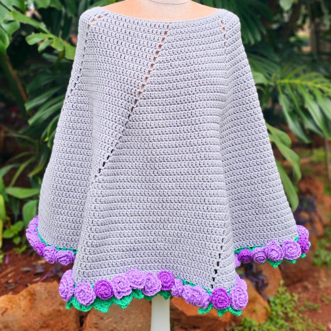 Easy Crochet Flower Bouquet Poncho - The Blooming Spiral Poncho Secret Yarnery