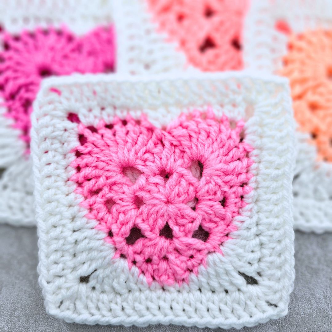 Solid Granny Square Heart Pattern - Flat, Reversible & Fun!