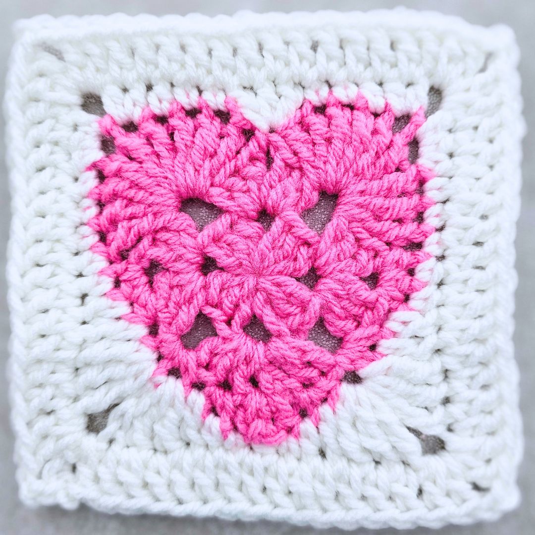 Solid Granny Square Heart Pattern - Flat, Reversible & Fun!