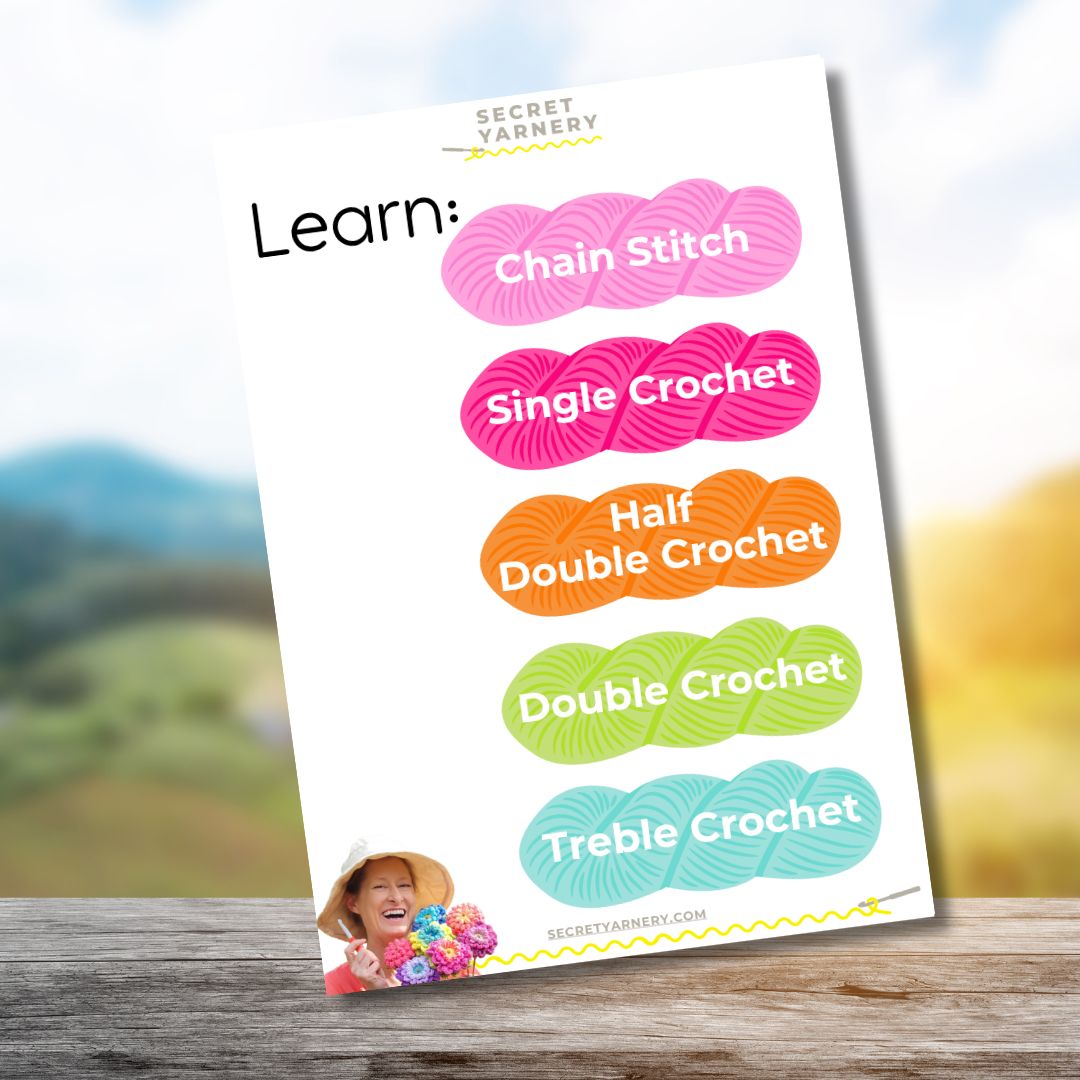 Christa's Free Crochet Stitches Cheat Sheet - Downloadable PDF for Beginners