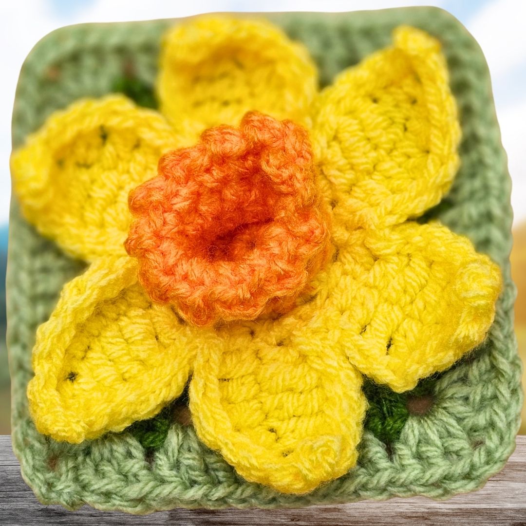 Daffodil Crochet Flower Granny Square - BloomScape CAL #9